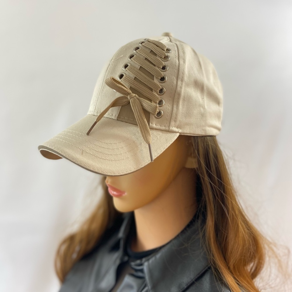 Tan Lace-Up Women's Cap